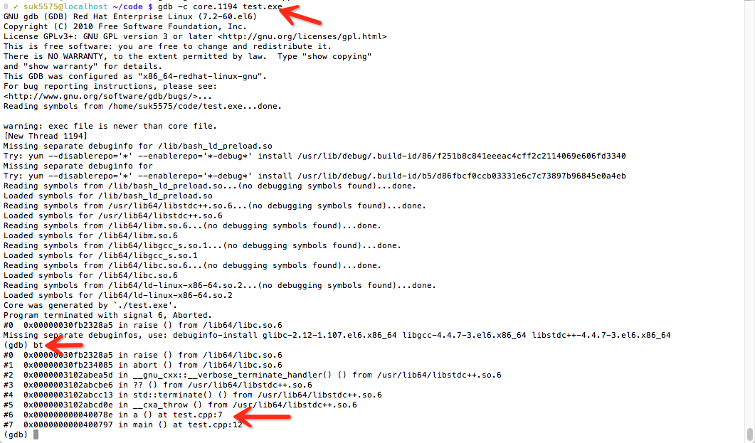 用gdb查看core dump文件